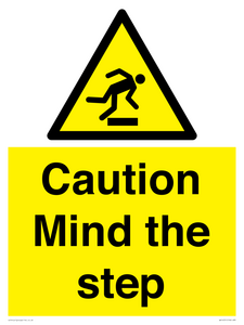 Caution Mind the step warning sign